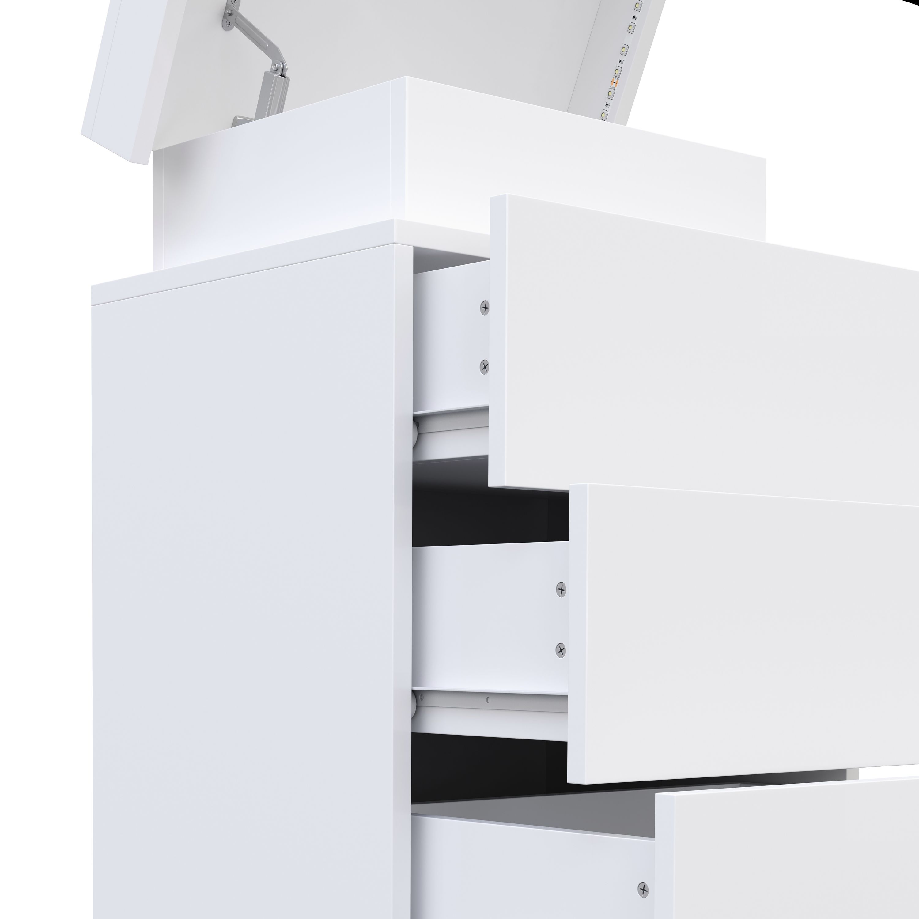 Nachttisch LED MOYA 3 Schubladen weiss