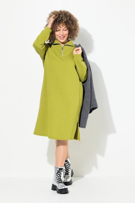 Sweatkleid, Troyerkragen, Reißverschluss, Langarm