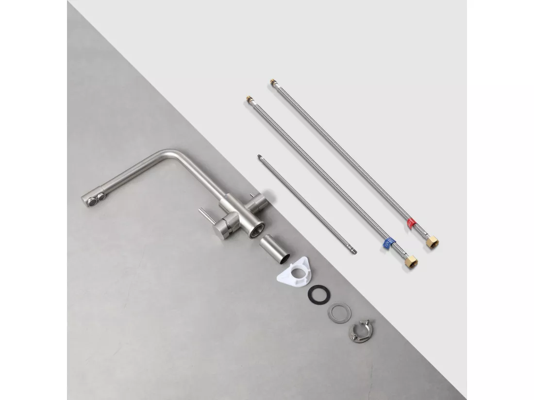 2PCS Mitigeur de Cuisine Purificateur d'eau pour l'Eau Chaude/Froide et l'Eau Filtrée - 3 en 1 Mitigeur de Evier pour Sstème D'osmose-Avec 2 Leviers