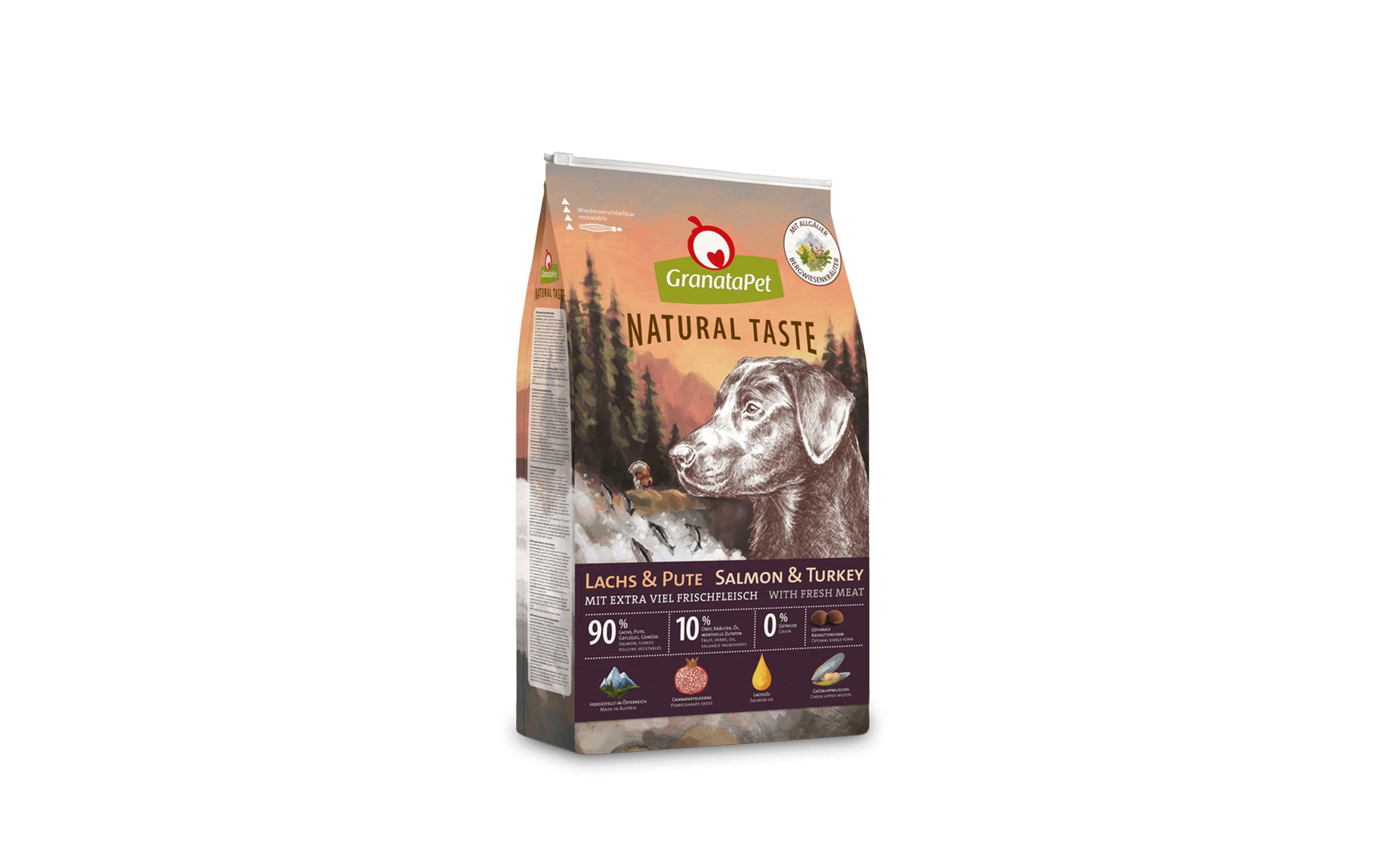 Trockenfutter Natural Taste Lachs & Pute 12 kgAlleinfuttermittel für ausgewachsene Hunde