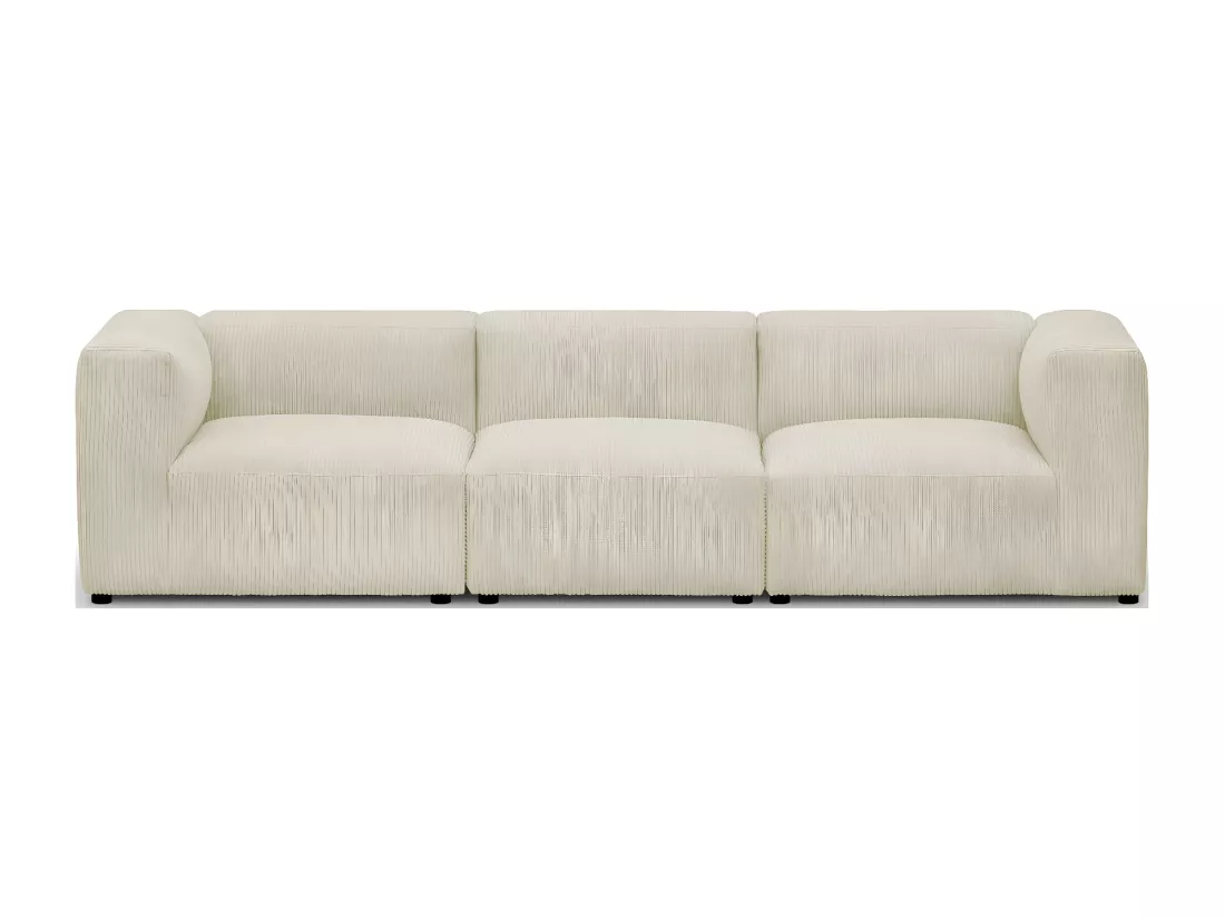 Canapé modulable 4 places en velours côtelé beige - Modulo