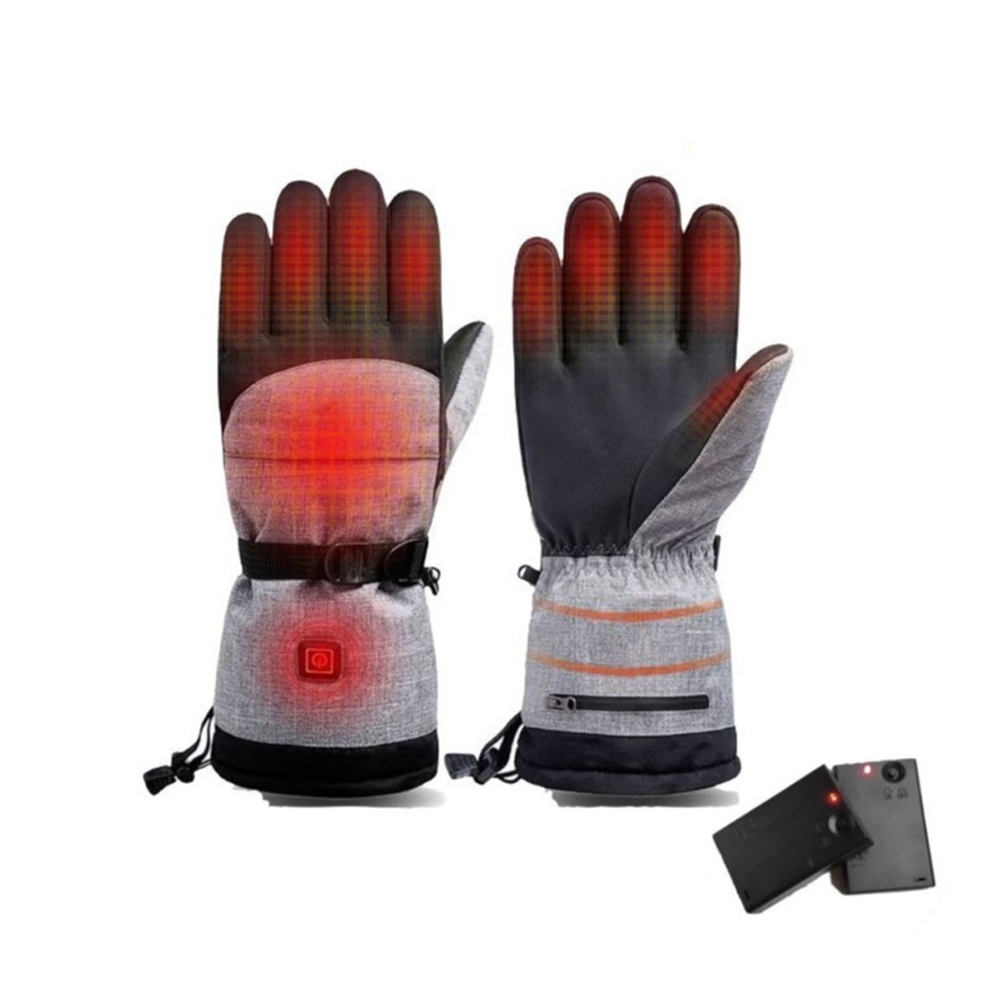 (1 Paar) Beheizbare Ski Handschuhe Kapazitive Touchscreen Handschuhe für Smartphone / Tablet (One Size) - Schwarz / Grau