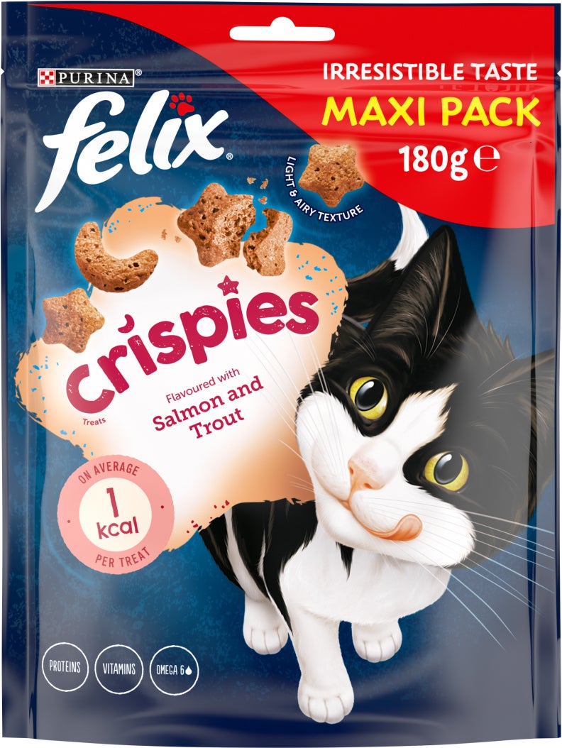 Felix kattensnack Crispies zalm en forel maxipack 180 g