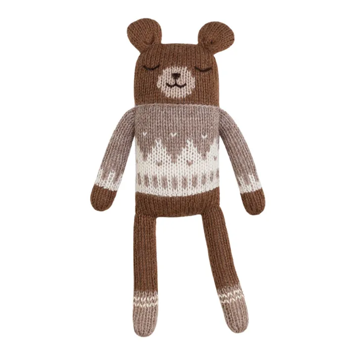 Main Sauvage Doudou ourson pull jacquard  | Taupe
