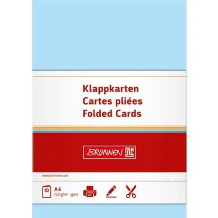BRUNNEN Klappkarten hellblau, 160g/m², A6, 10 Karten