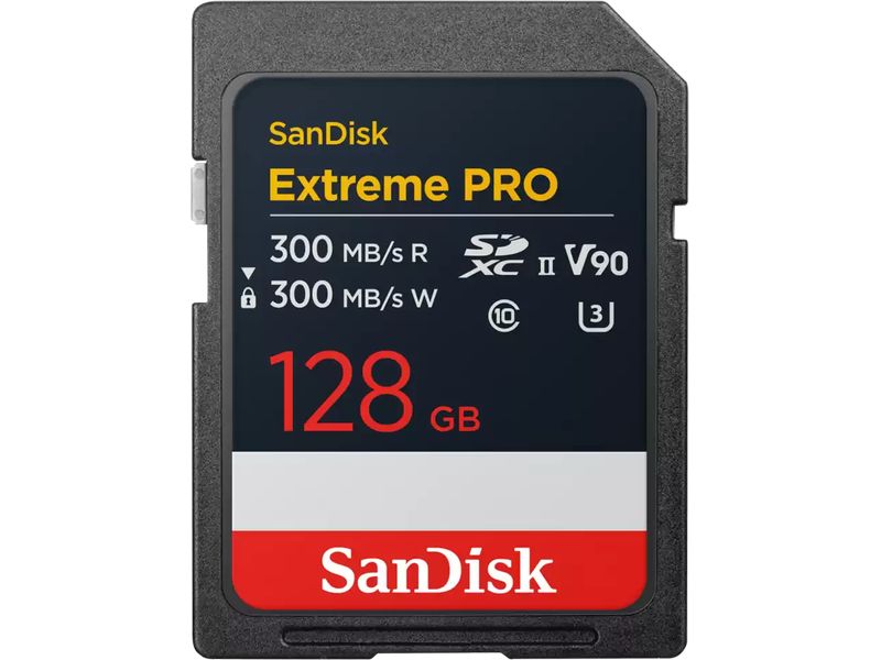 SanDisk SDXC-Karte Extreme PRO UHS-II 128 GB High-Speed-Speicherkarte für 4K- und 8K-Videos und Serienbildaufnahmen, robust und ideal für professionelle Anwendungen