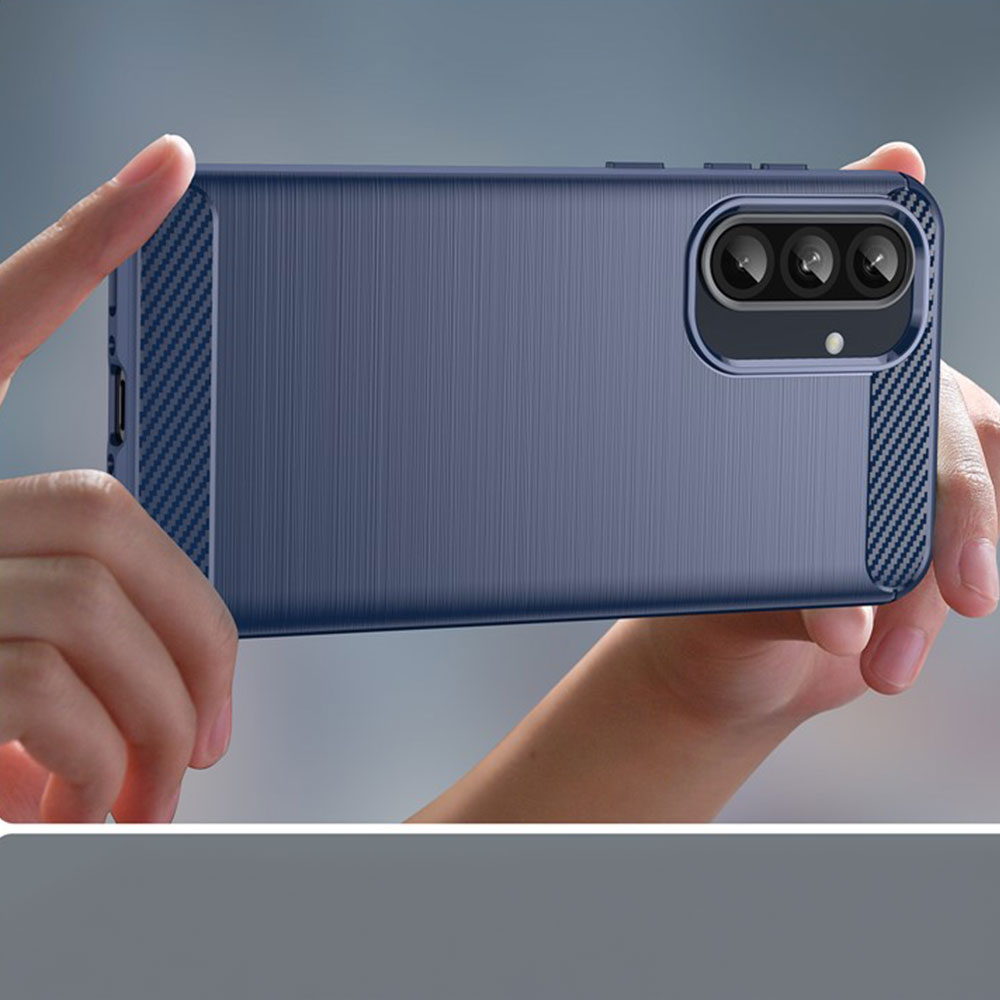 Samsung Galaxy A56 / A36 Gummi Case Schutzhülle Carbon Look - Blau