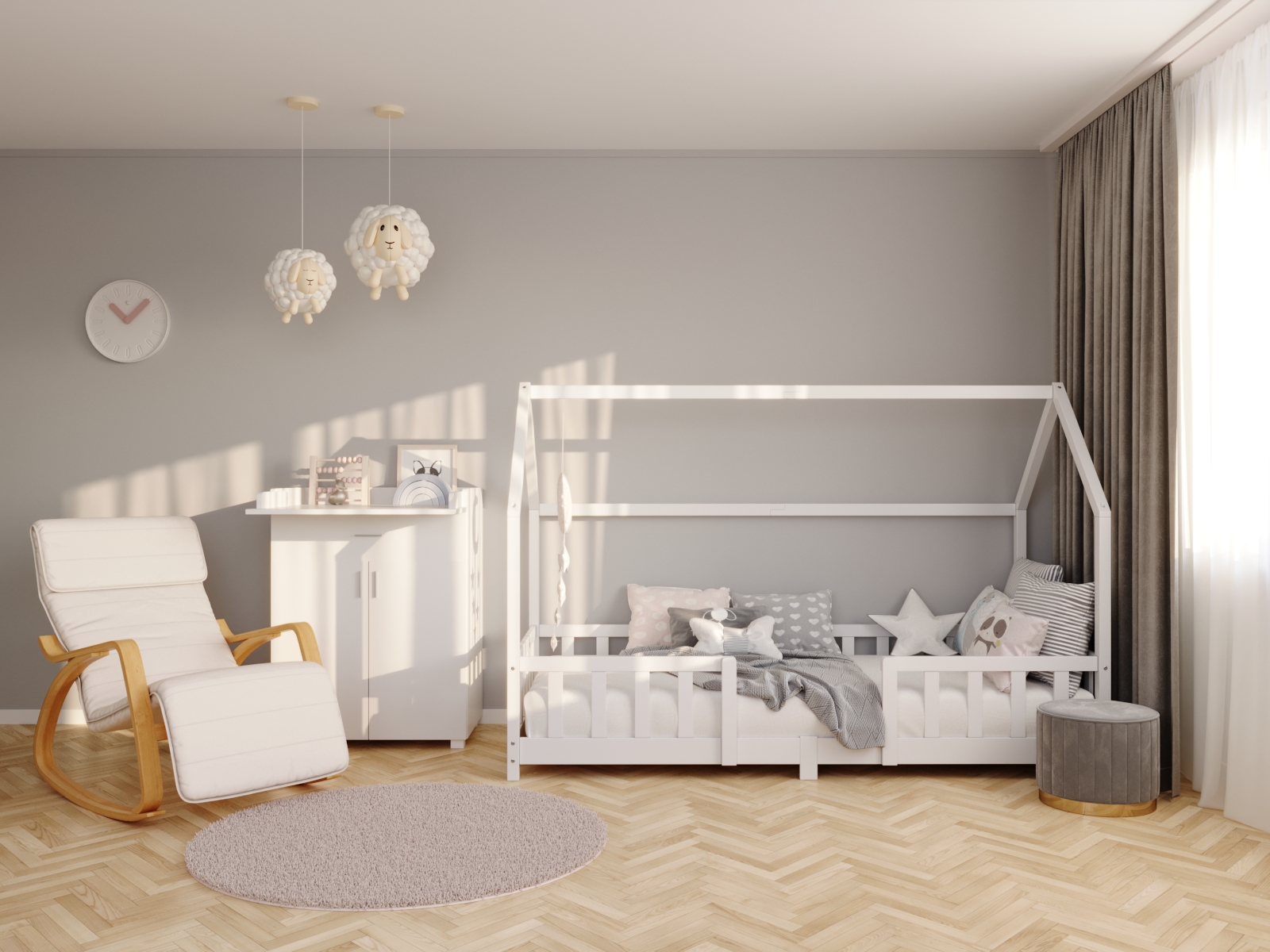 Kinderbett MAISON 90 x 200 cm weiss
