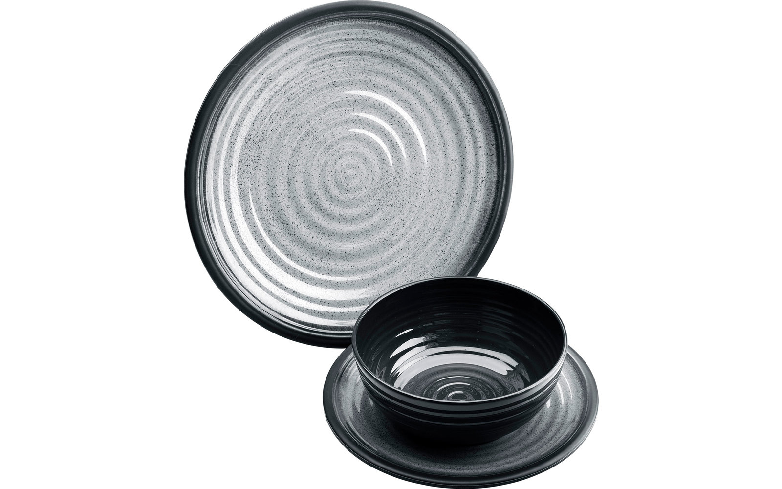Flamefield Granite Melamin Geschirr-Set 12-tlg. Grau/Schwarz