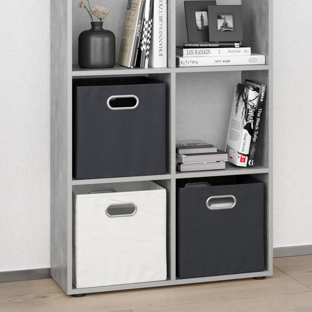 VICCO Raumteiler SCUTUM 8 Fächer Grau Beton - Bücherregal Standregal Wandregal