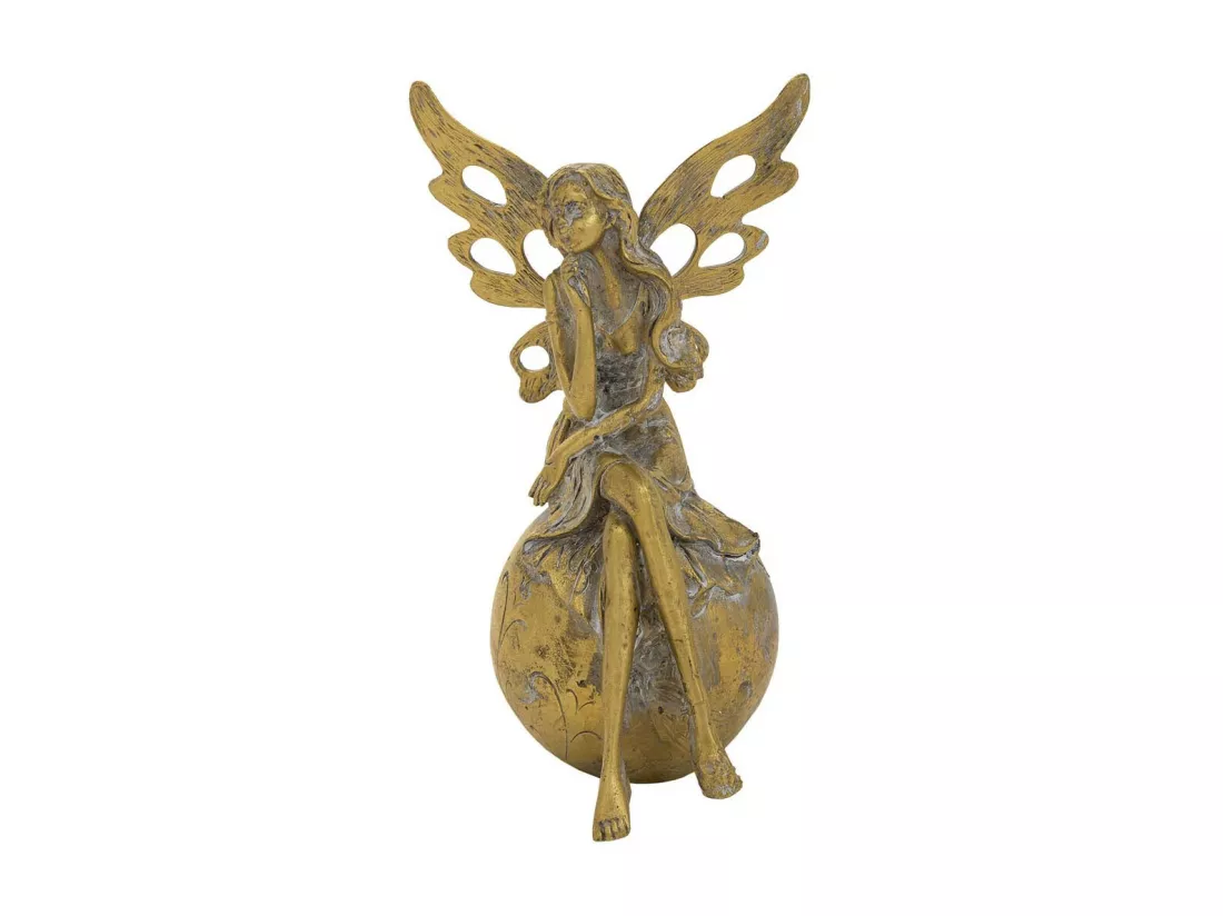 Figure décorative en résine doré 9.5x9.5x19h