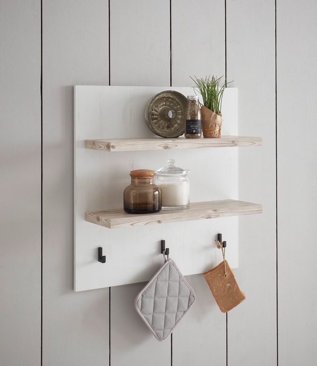 Home affaire Küchenregal »Florenz, Wandboard in Pinie Weiss, Hängeregal, Wandregal« im Landhausstil, Breite 60 cm, 28 mm starker Ablageboden