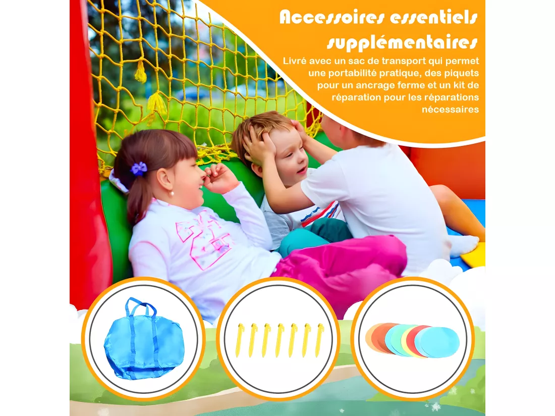Château Gonflable pour Enfants avec Toboggan avec Souffleur 450W