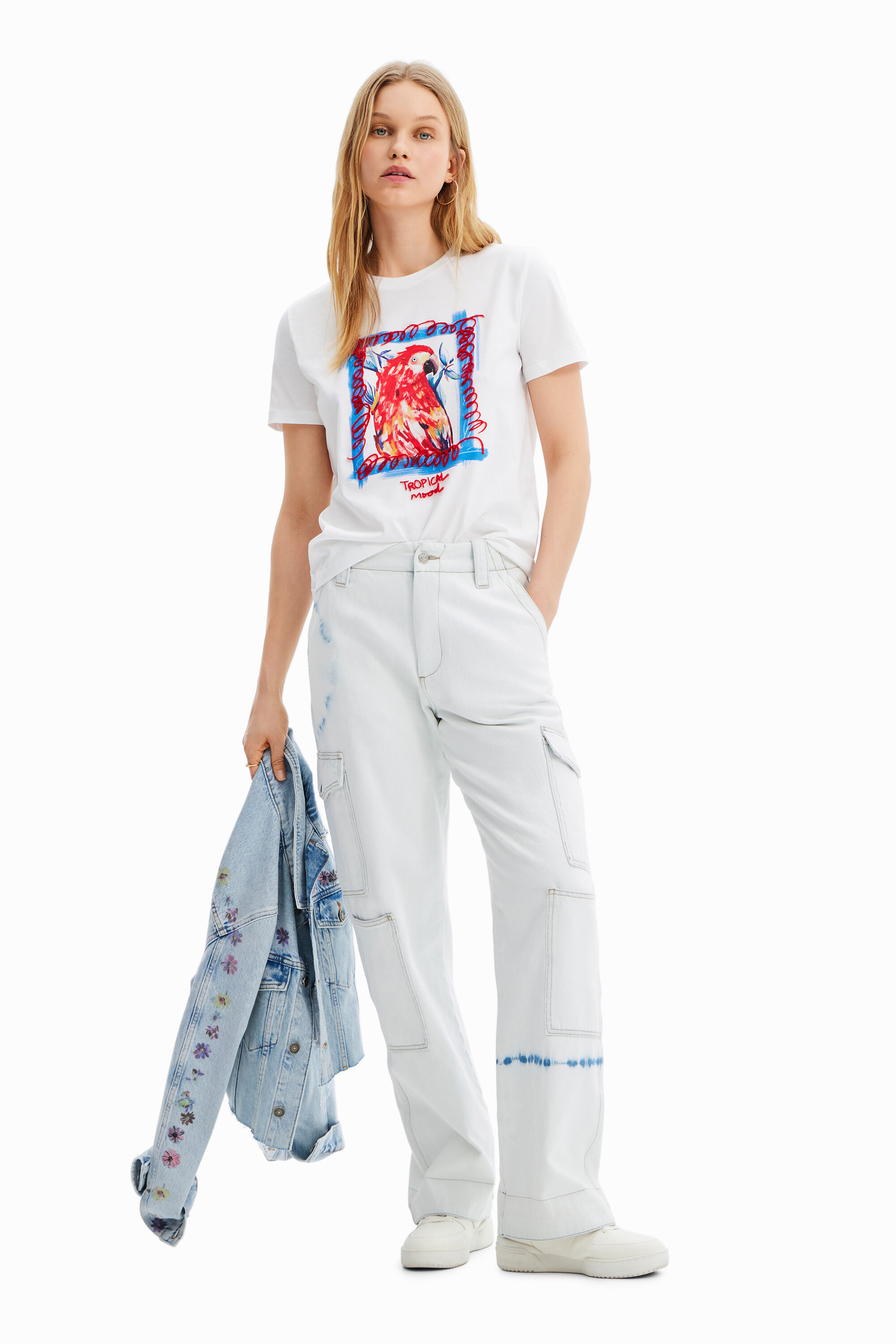 T-shirt tropical perroquet