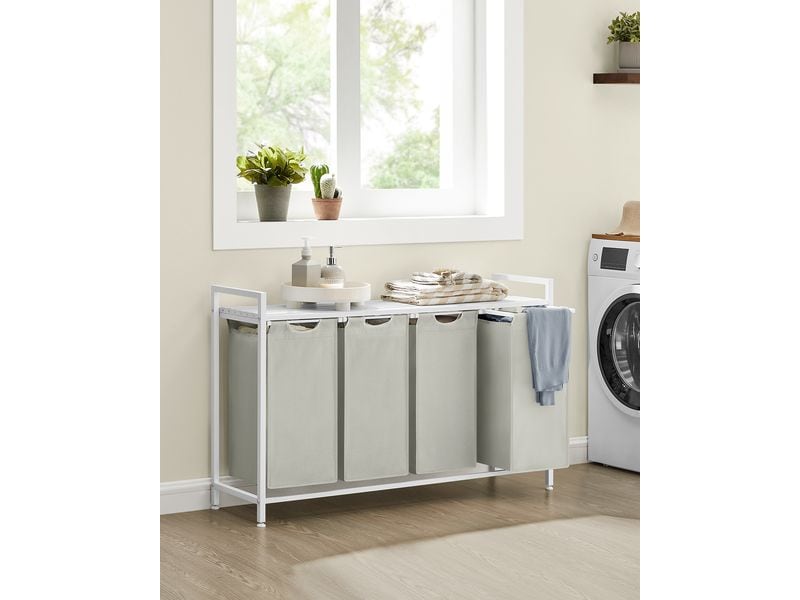 VASAGLE Wäschekorb mit Ablage 140 l, Crème Wäschesammler
