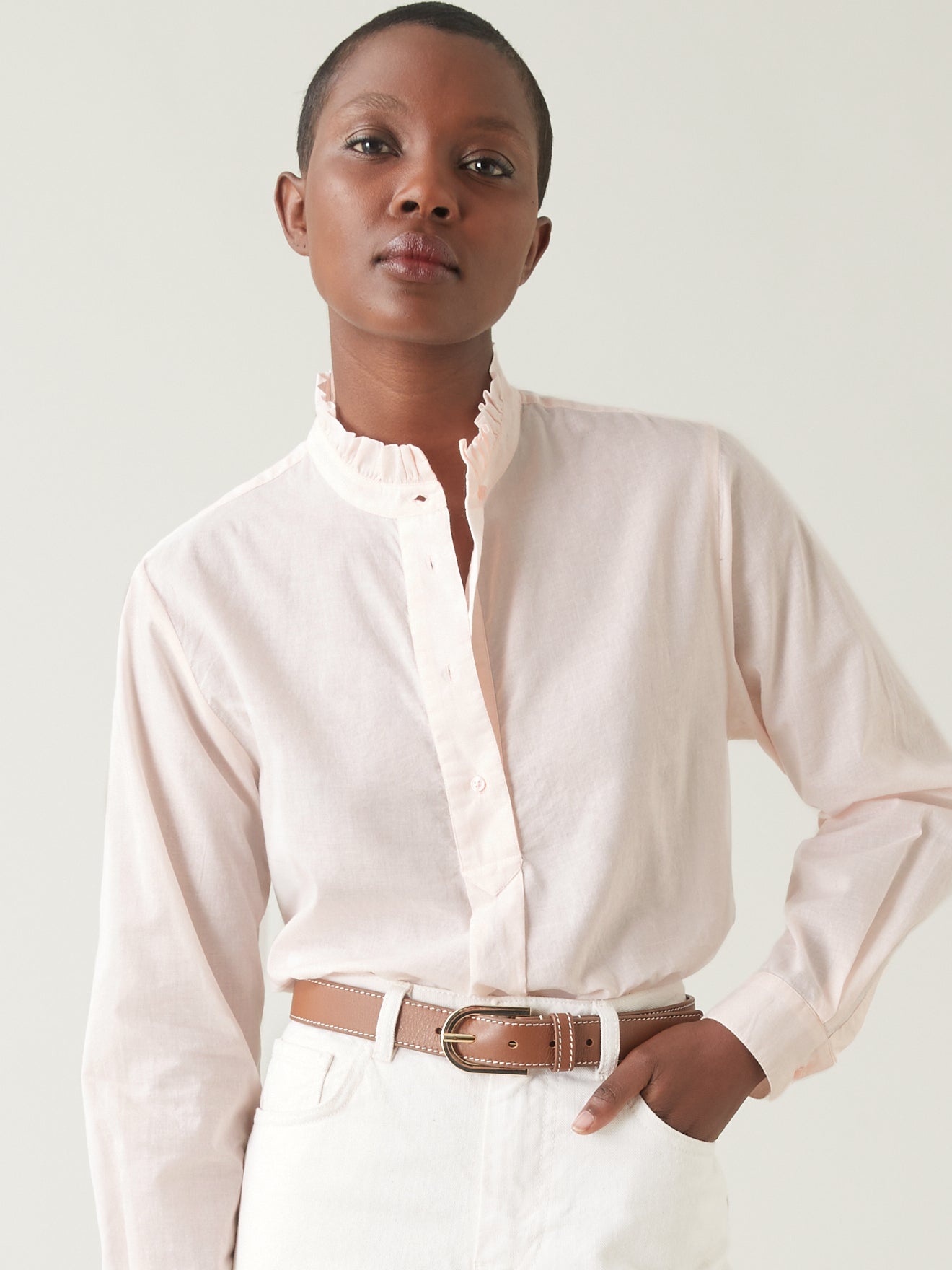 Blouse col froufrou femme