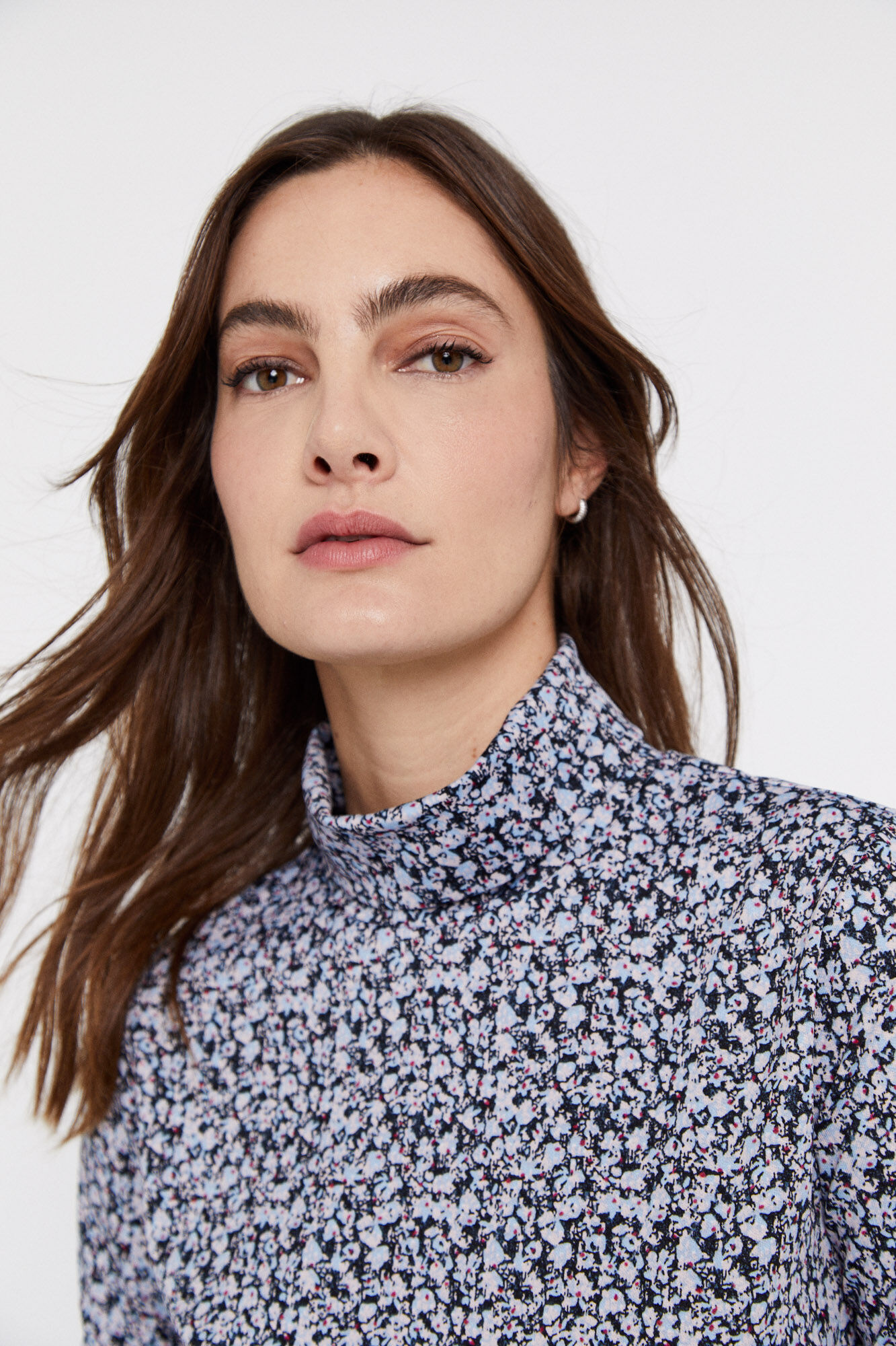 Camiseta de gola alta estampada - Estampa azul