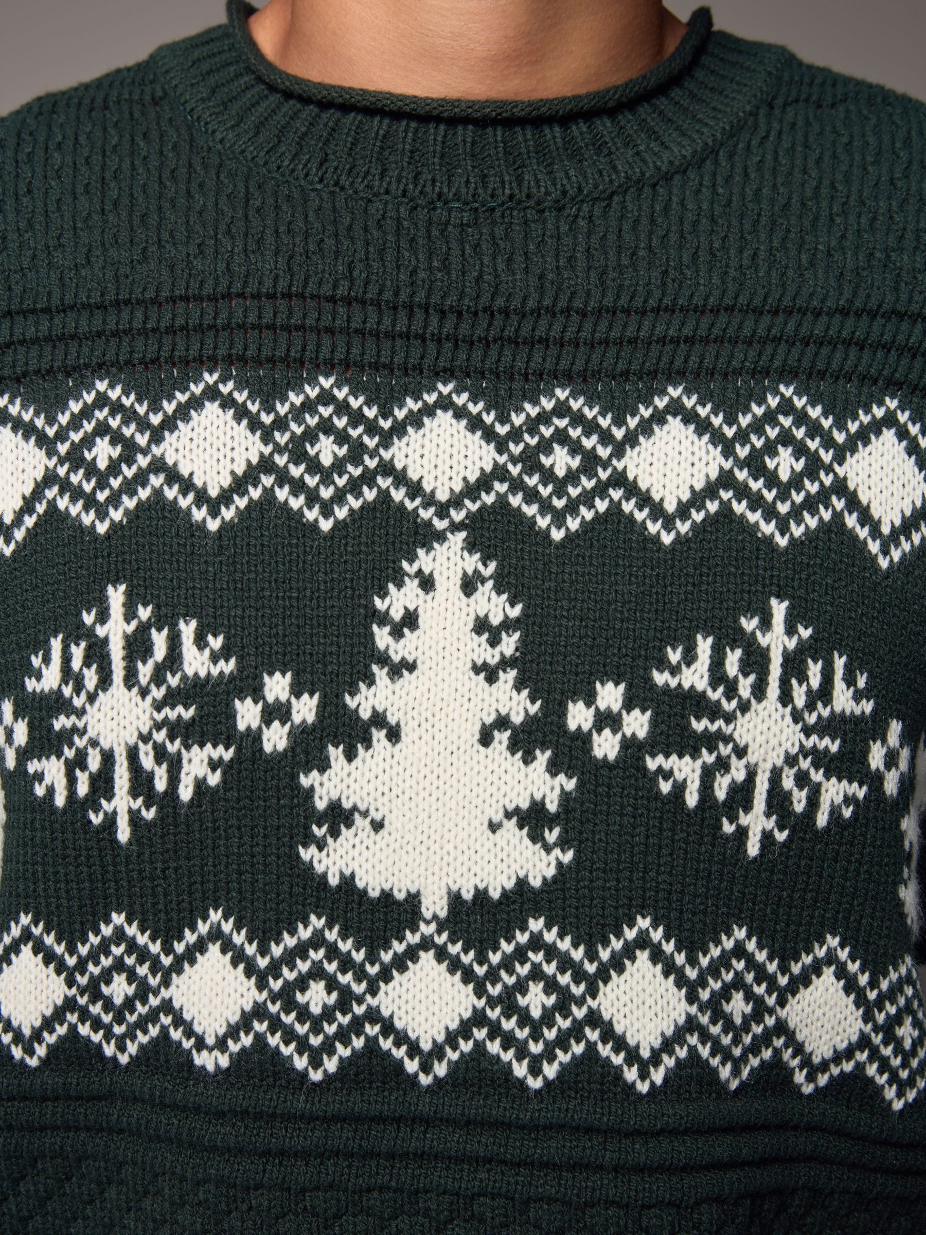 Dark Green Fairisle Pattern - Kersttrui met standaard pasvorm