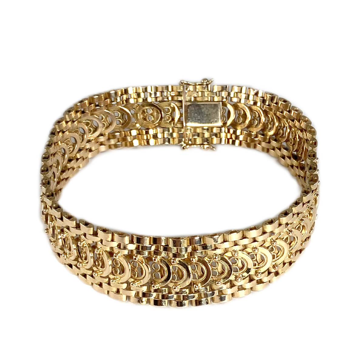 Bracelet d'occasion or 750 jaune maille fantaisie filigranée 19 cm