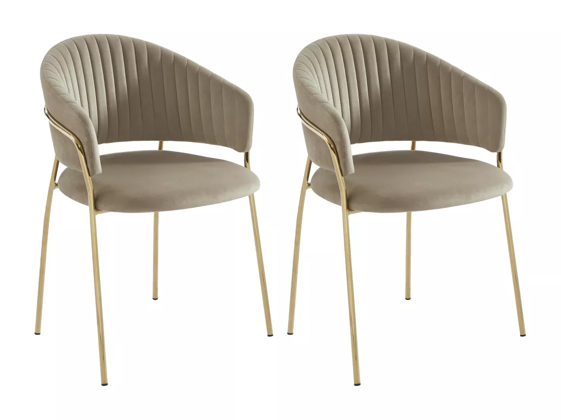 Lot de 2 chaises en velours et métal doré - Beige - MADOLIA de Pascal MORABITO