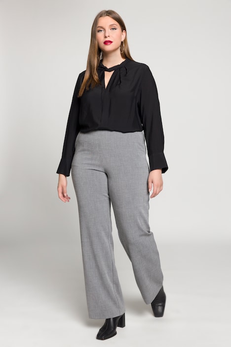 Bluse, Seidenmix, Stehkragen, Ziernaht, Langarm