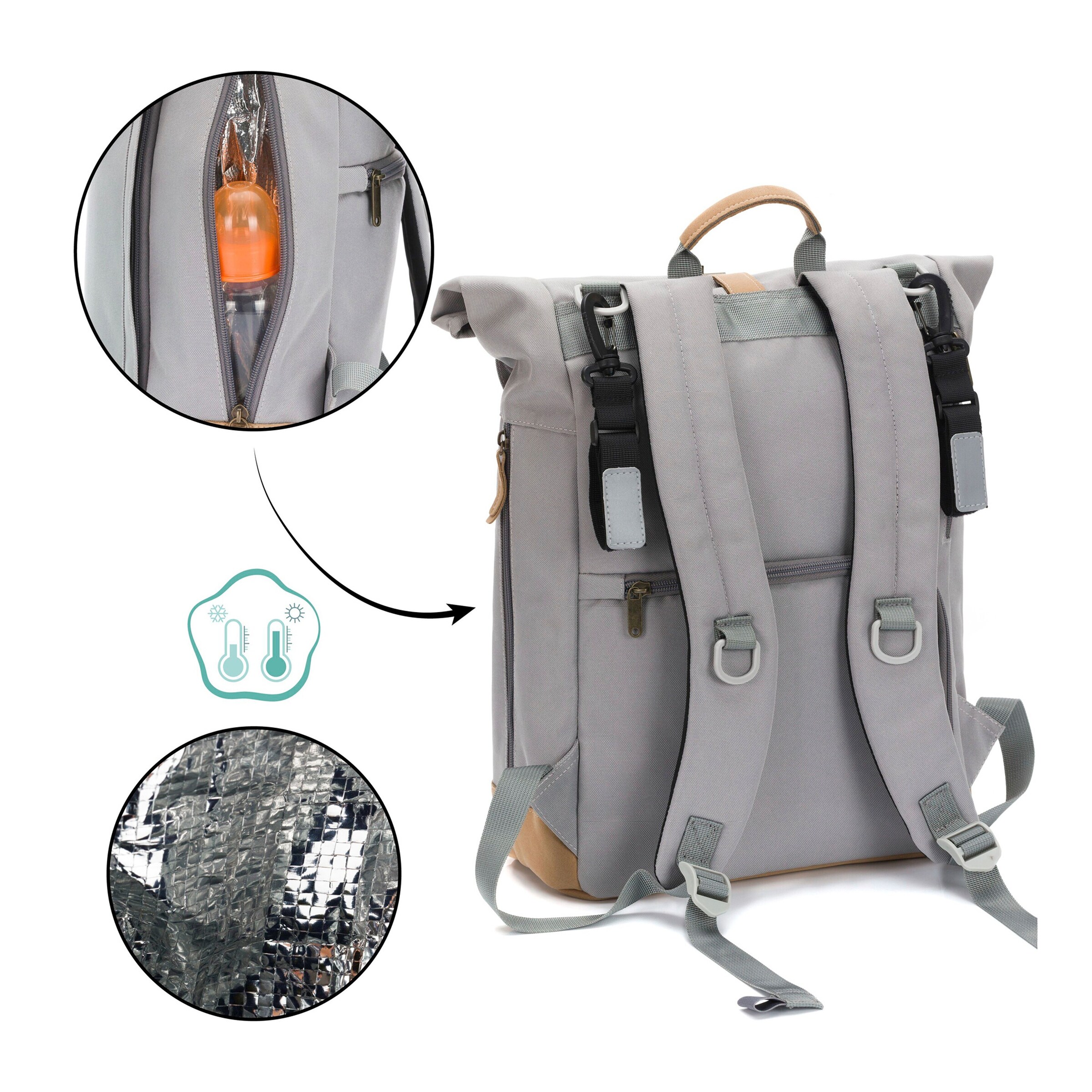 Fillikid Wickelrucksack Rolltop Berlin grey
