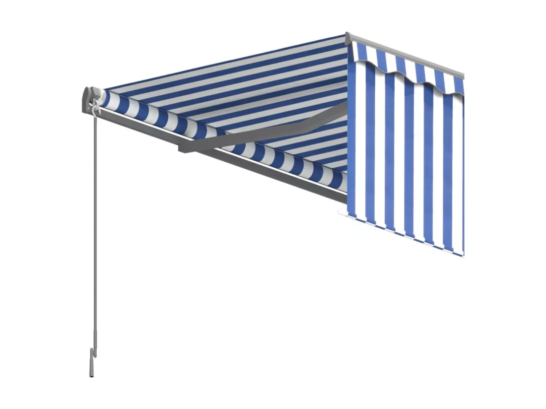 Auvent manuel rétractable avec store 6x3 m Bleu et blanc