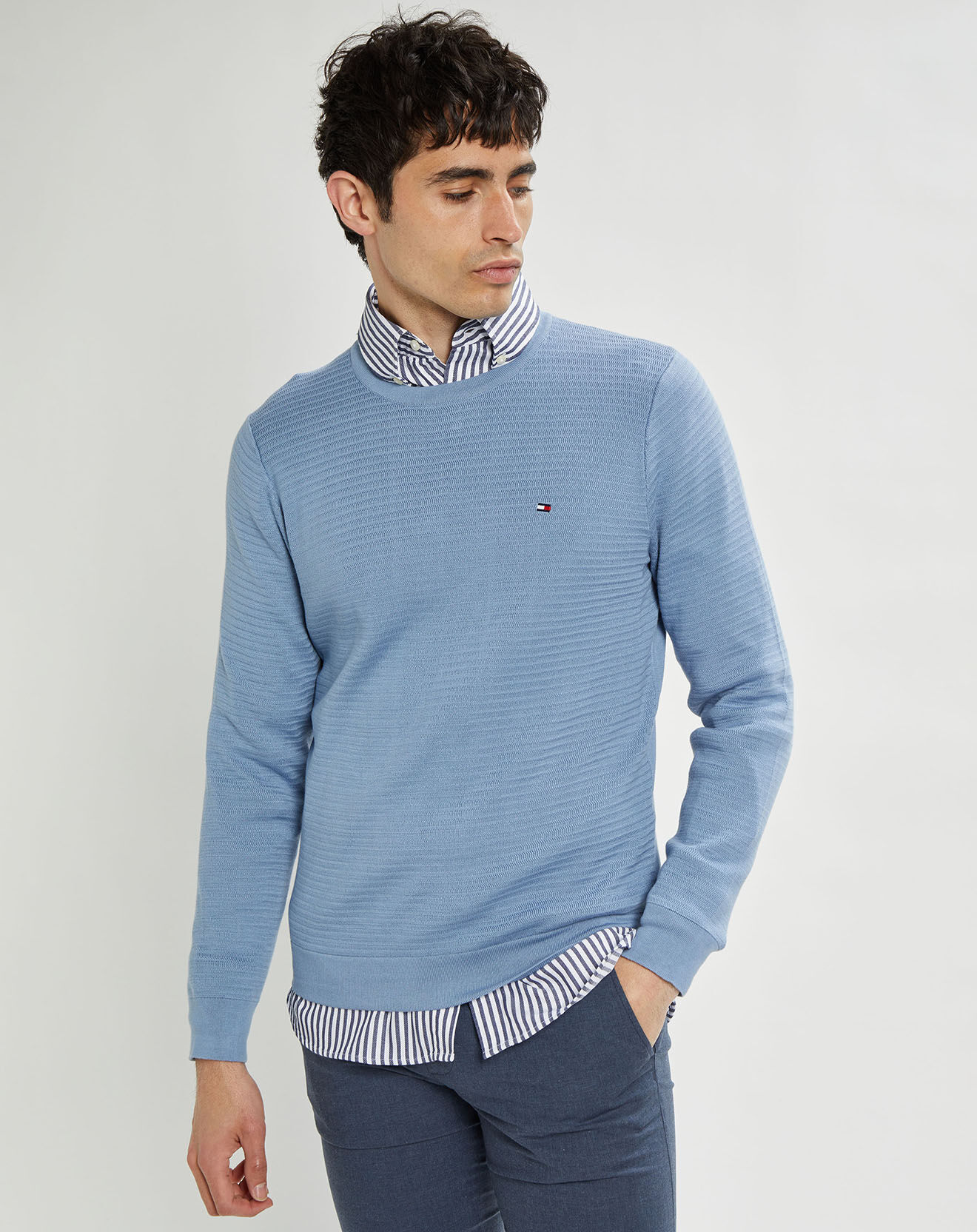 Tommy Hilfiger Pull zig zag structure bleu