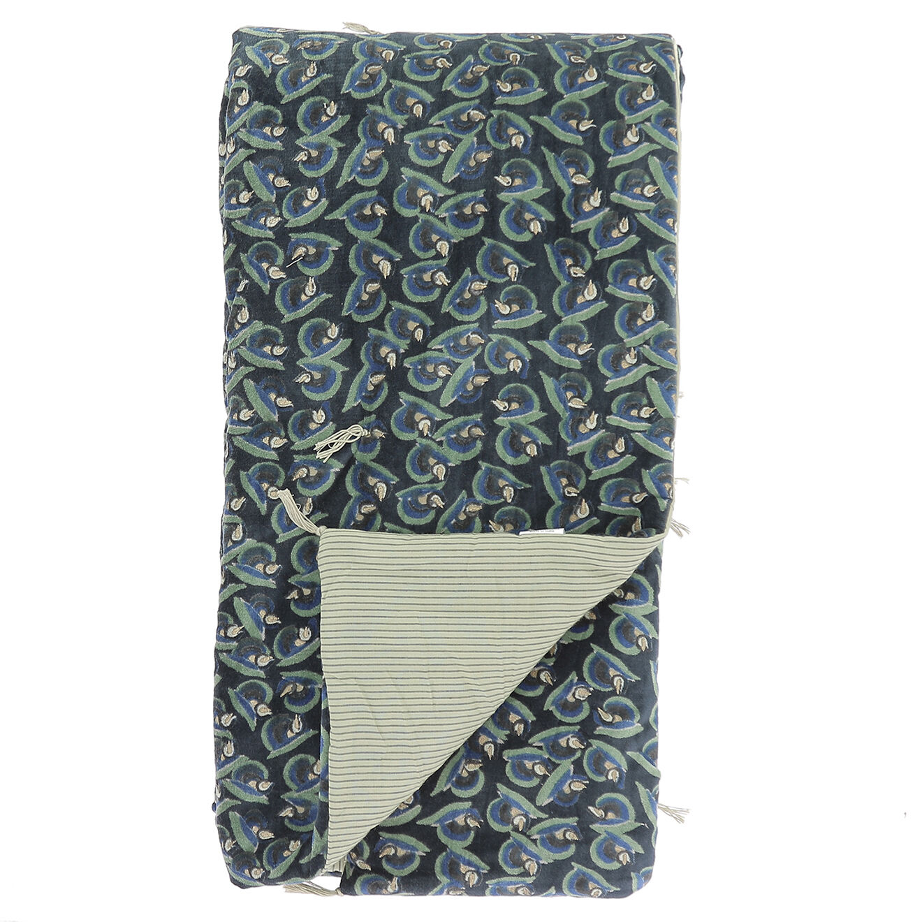 En Fil d'Indienne Plaid Art Déco indigo - 140x220 cm