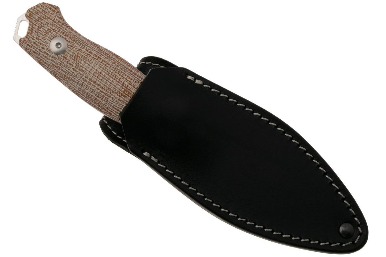 MKM Small Lov MK-SL-NC, Satin M390, Natural Canvas Micarta vaststaand mes, Jesper Voxnaes design