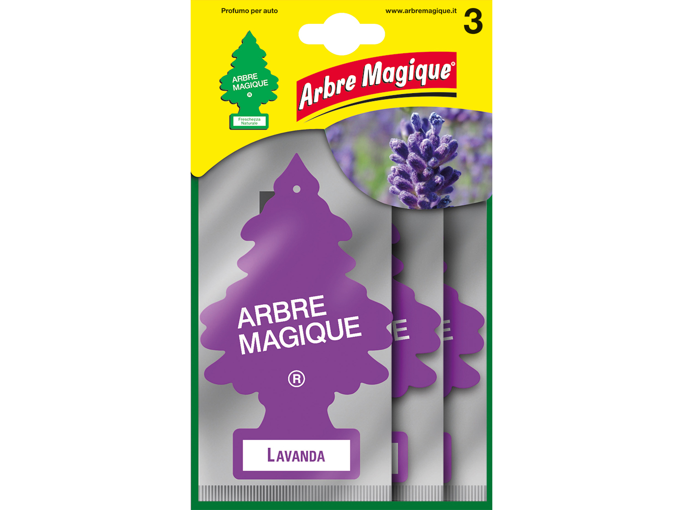 AMBIENTADOR AUTOMÓVEL ARBRE MAGIQUE LAVANDA PACK 3 UNIDADES
