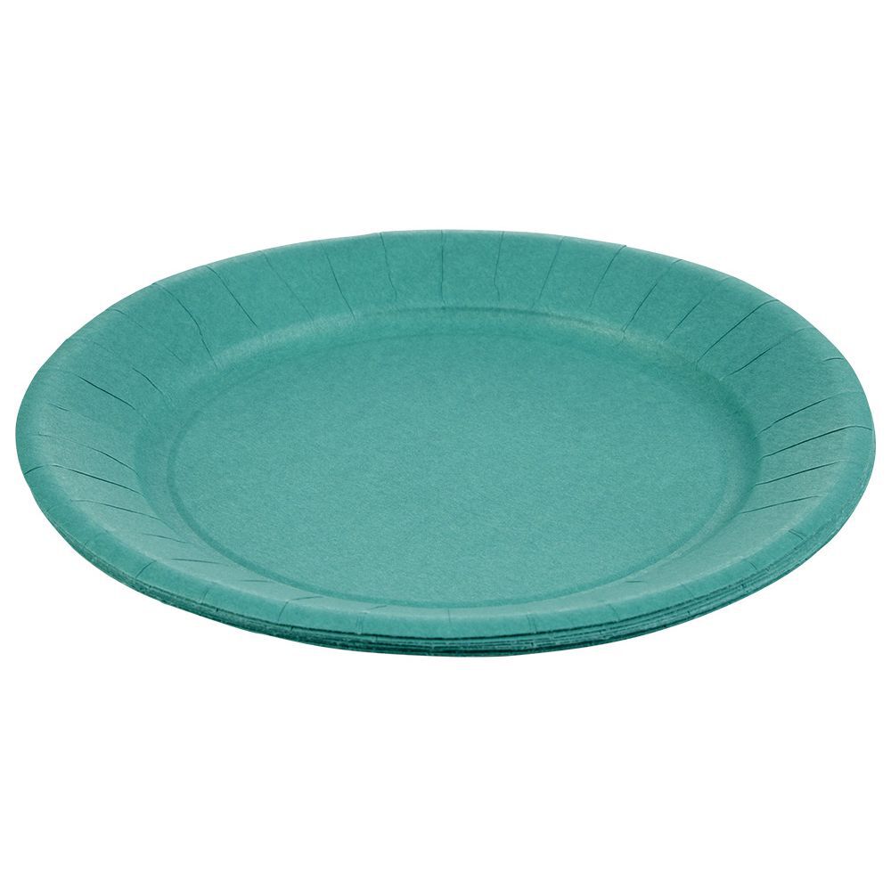 Lot de 10 assiettes en carton vert émeraude Ø23 cm