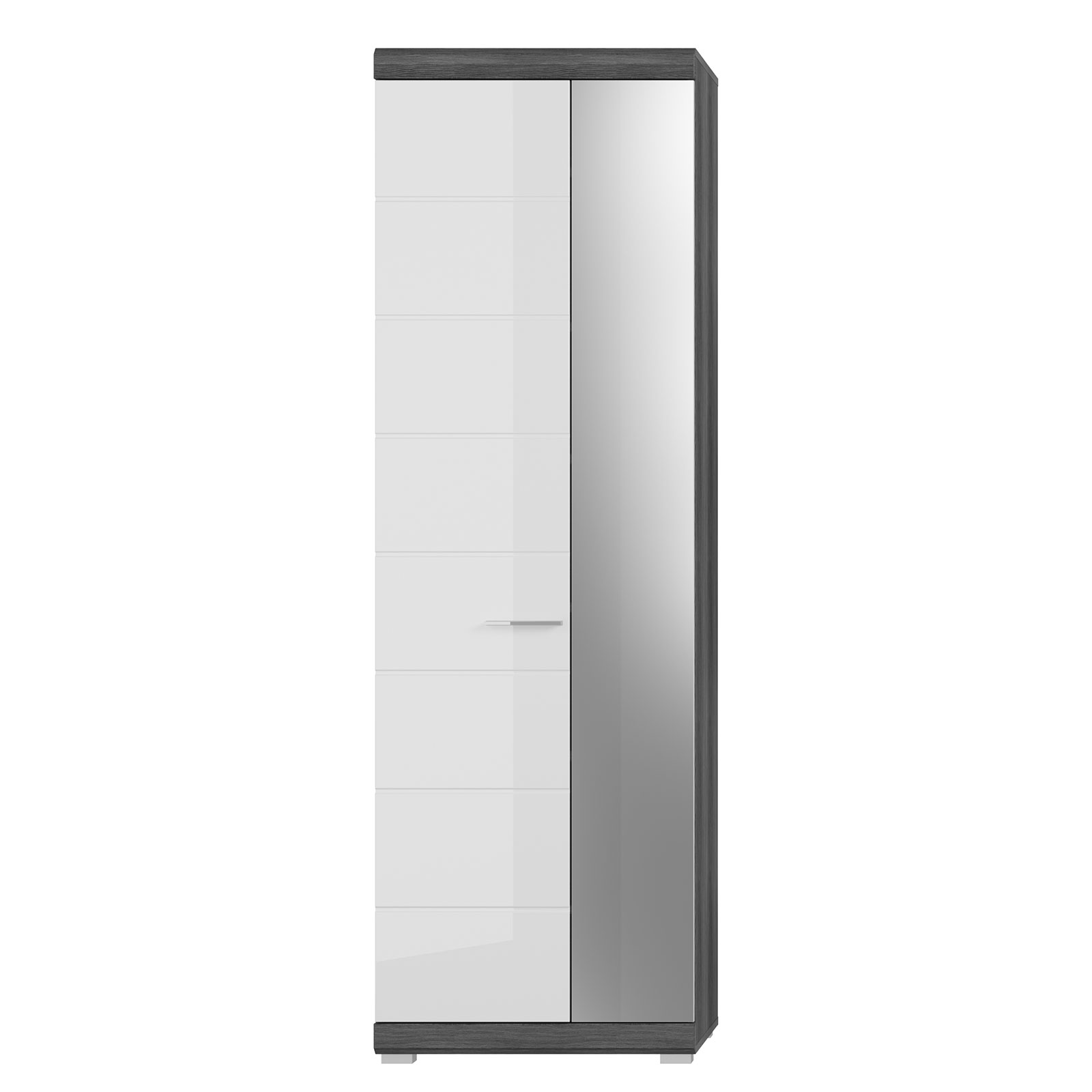 Garderobenschrank SCOUT - Rauchsilber - weiß Hochglanz - 62 cm