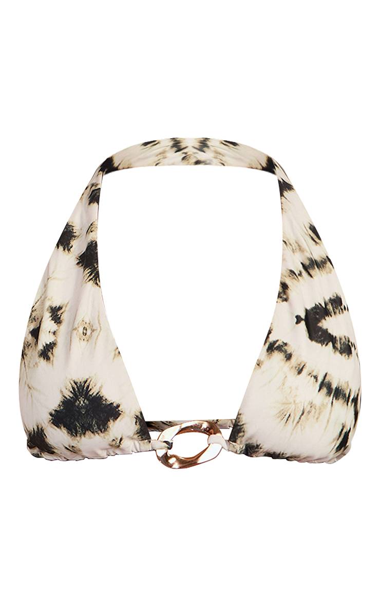 Blanc Haut De Bikini Triangle Tie Dye À Apex Haut