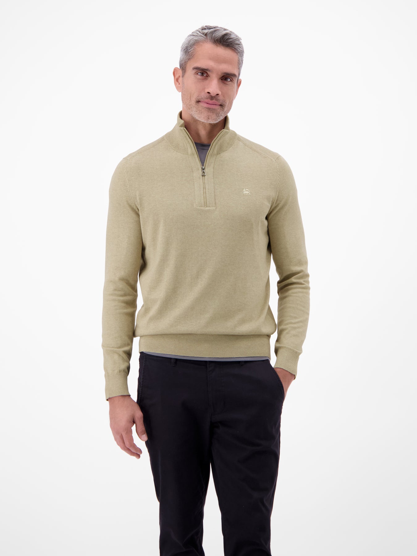 Flachstrickpullover mit Troyerkragen