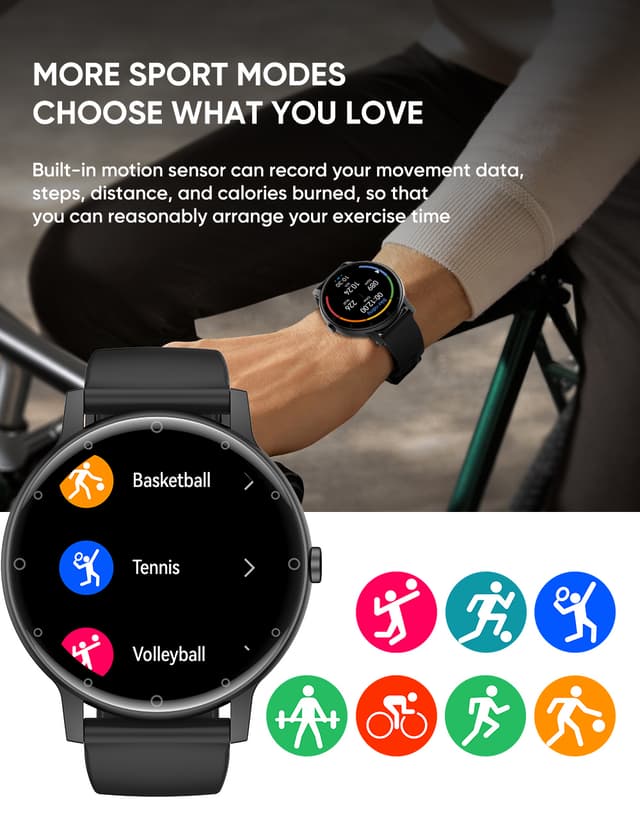 Smartwatch med sundhedsovervågning Sort