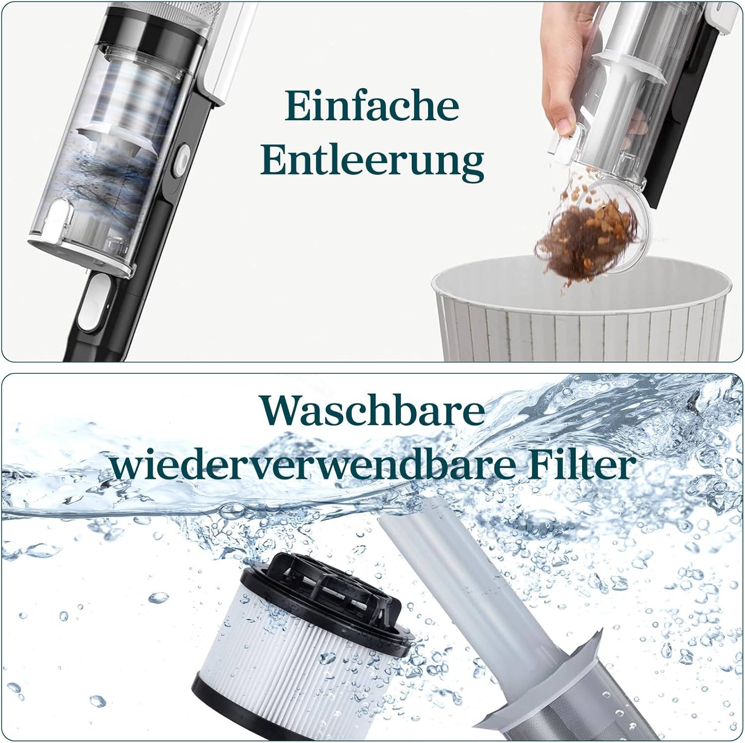 Levoit - Akku Staubsauger - Laufzeit für 75㎡ - Staubsauger Kabellos - 4-in-1 Vacuum Cleaner - 99,9 Prozent Filterleistung - Anti Tangle -Für Tierhaare/Teppiche/Hartböden/Auto - LVAC-200