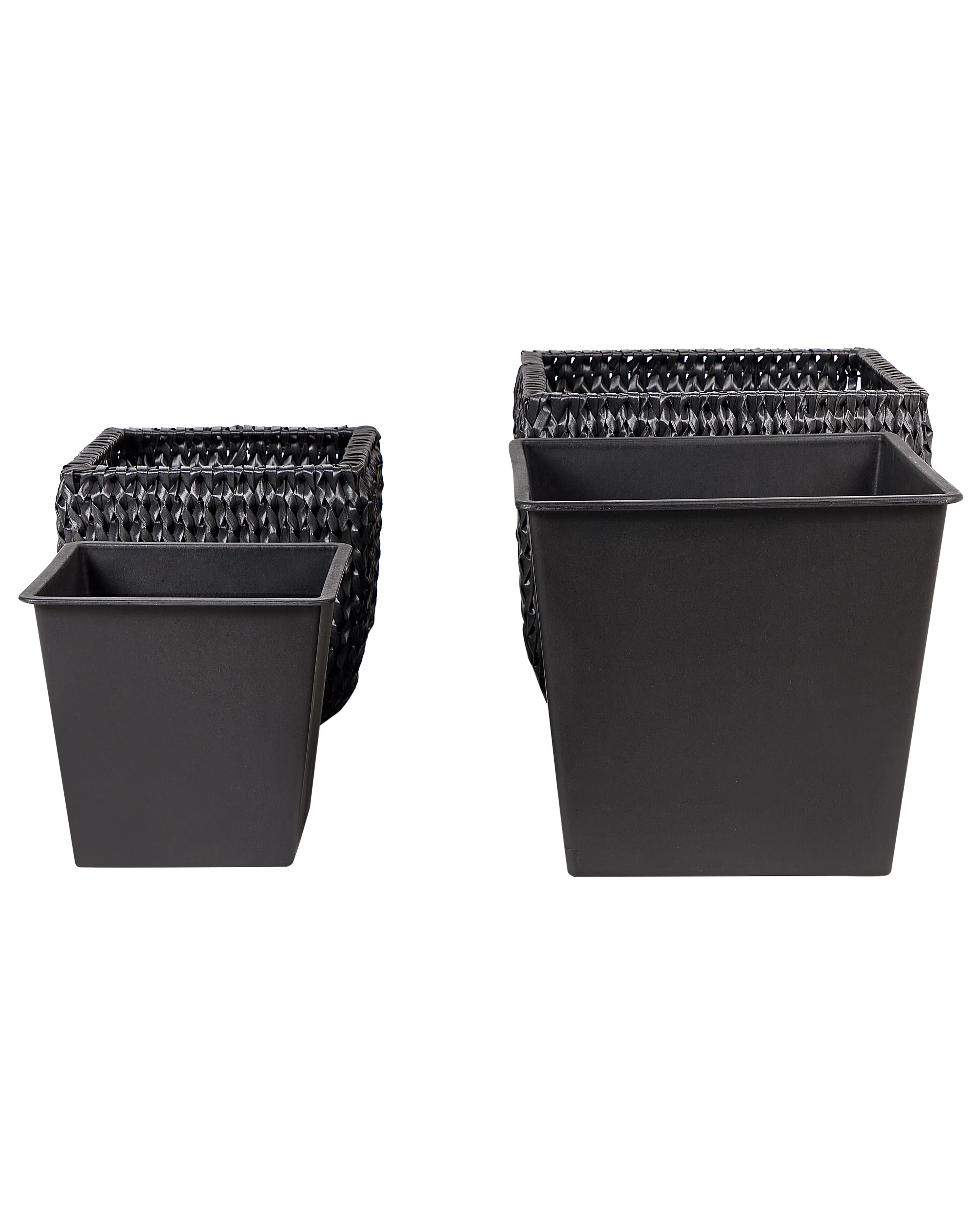 Set van 2 bloempotten BERBERIS PE rotan 34/45 cm Zwart