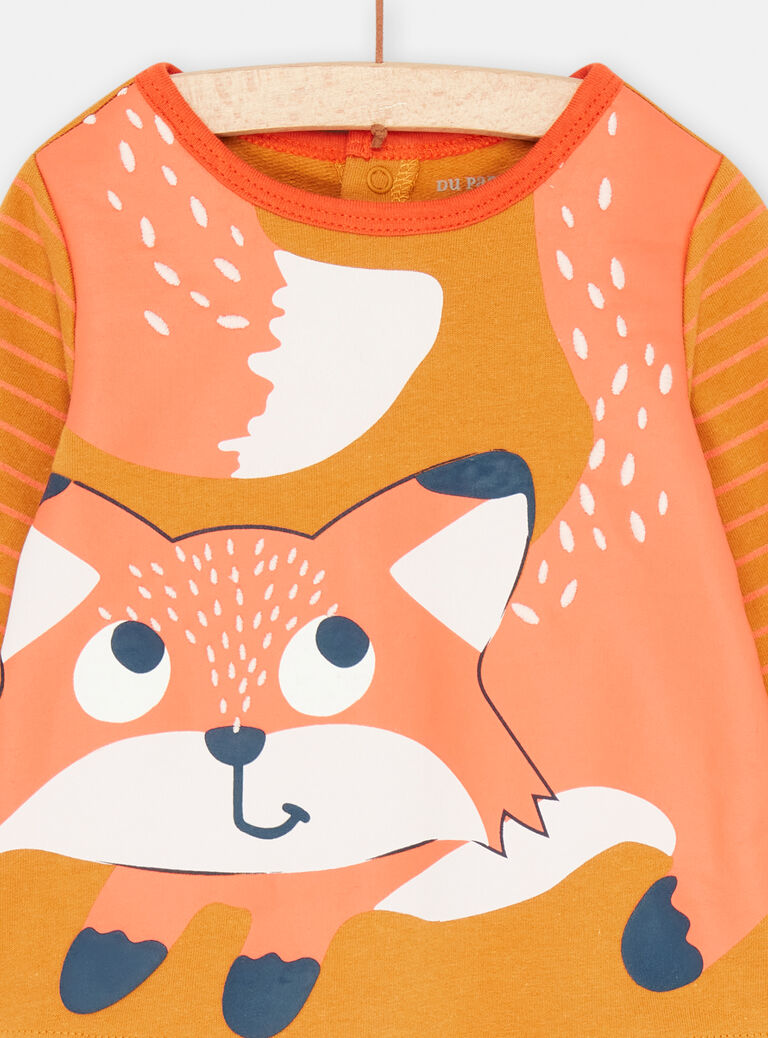 Pyjama miel à imprimé renard et à rayures garçon