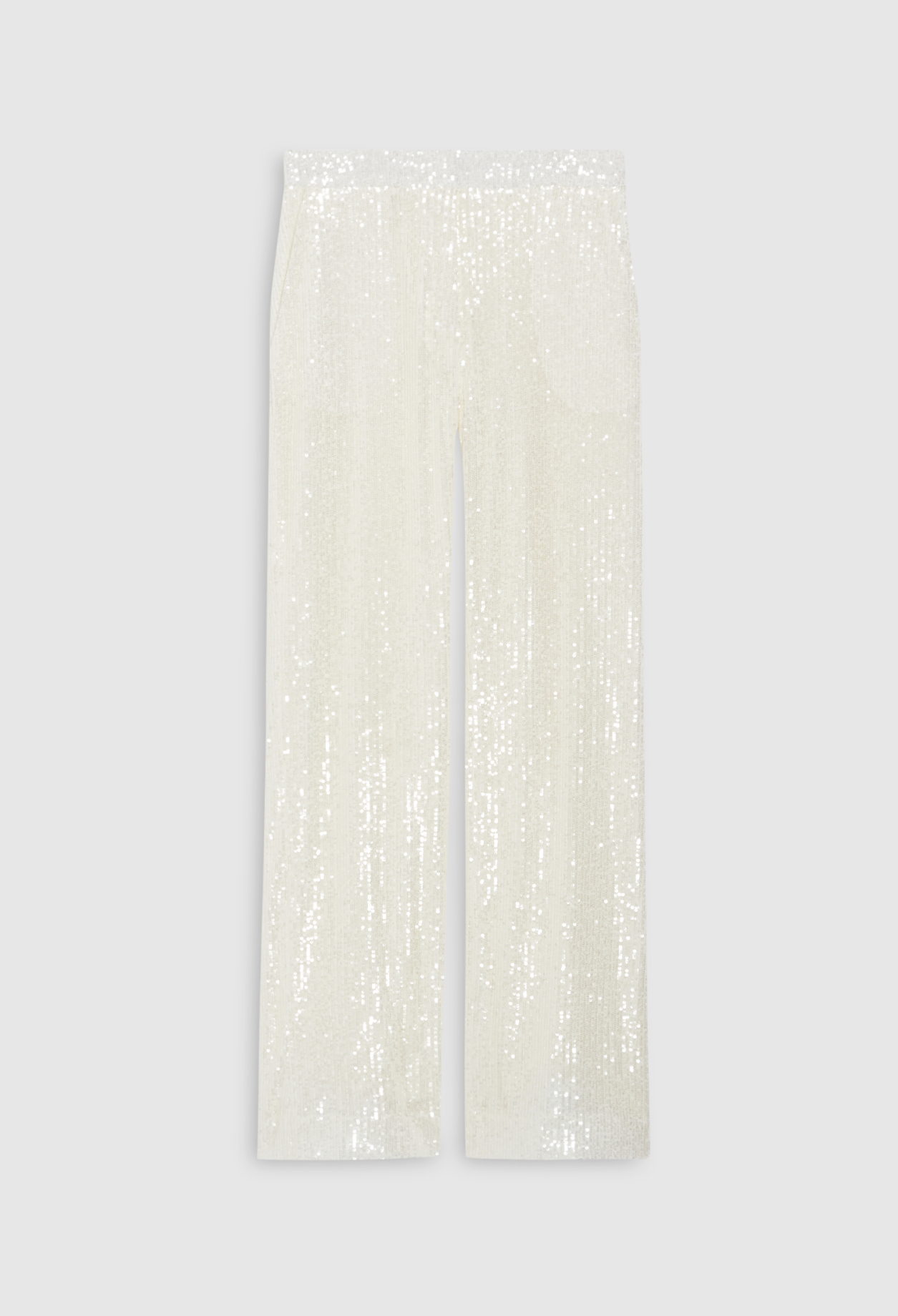 Pantalon &agrave; sequins blanc