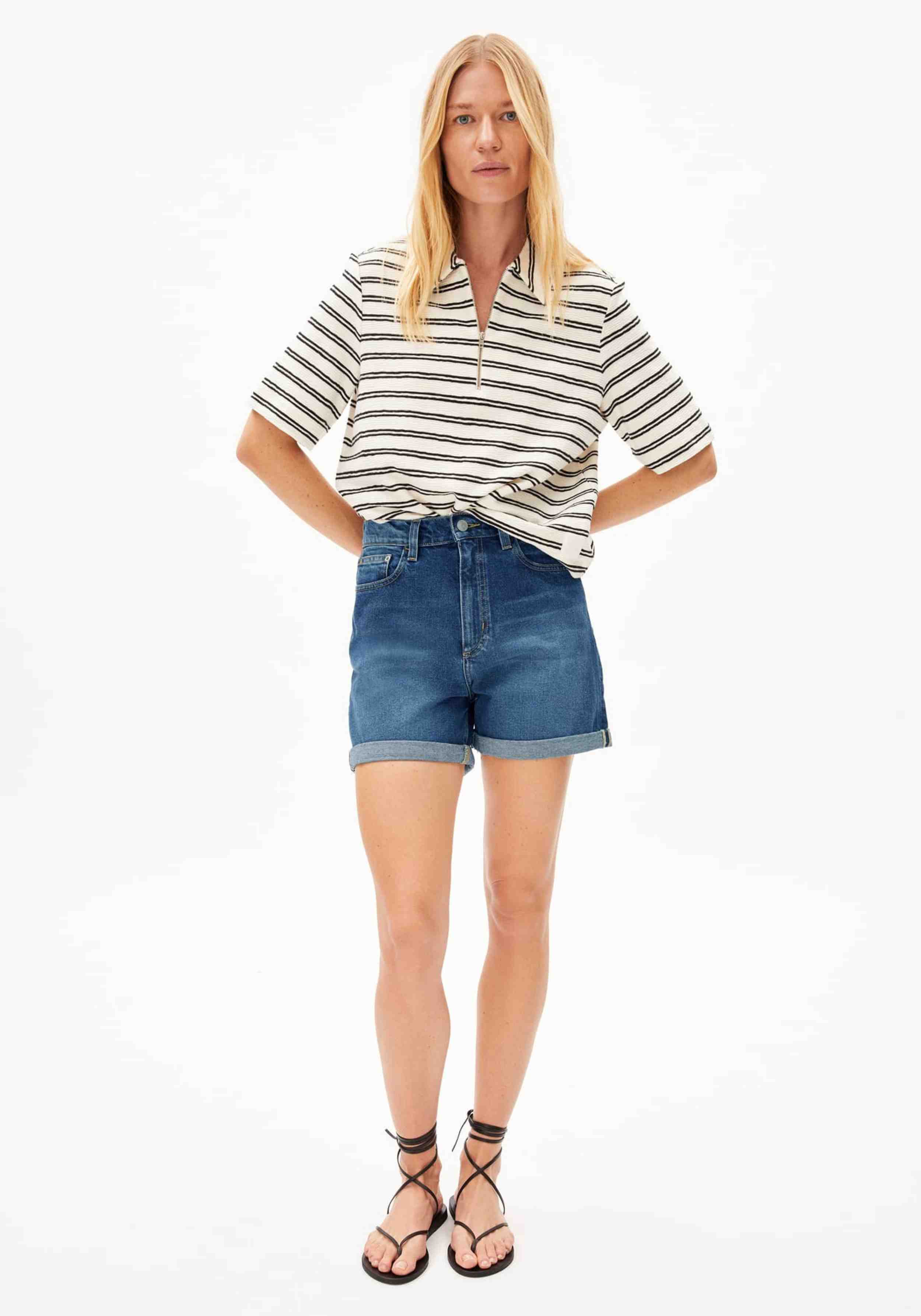 Armedangels Jeans-Shorts Sheaari Wavy Blue