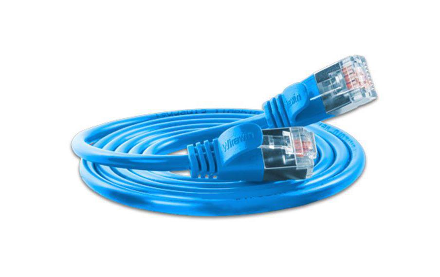 Slimpatchkabel RJ-45 - RJ-45, Cat 6, U/FTP, 7.5 m, BlauGeschirmtes Cat 6 Twisted-Pair-Kabel (U/FTP) mit Klinkenschutz