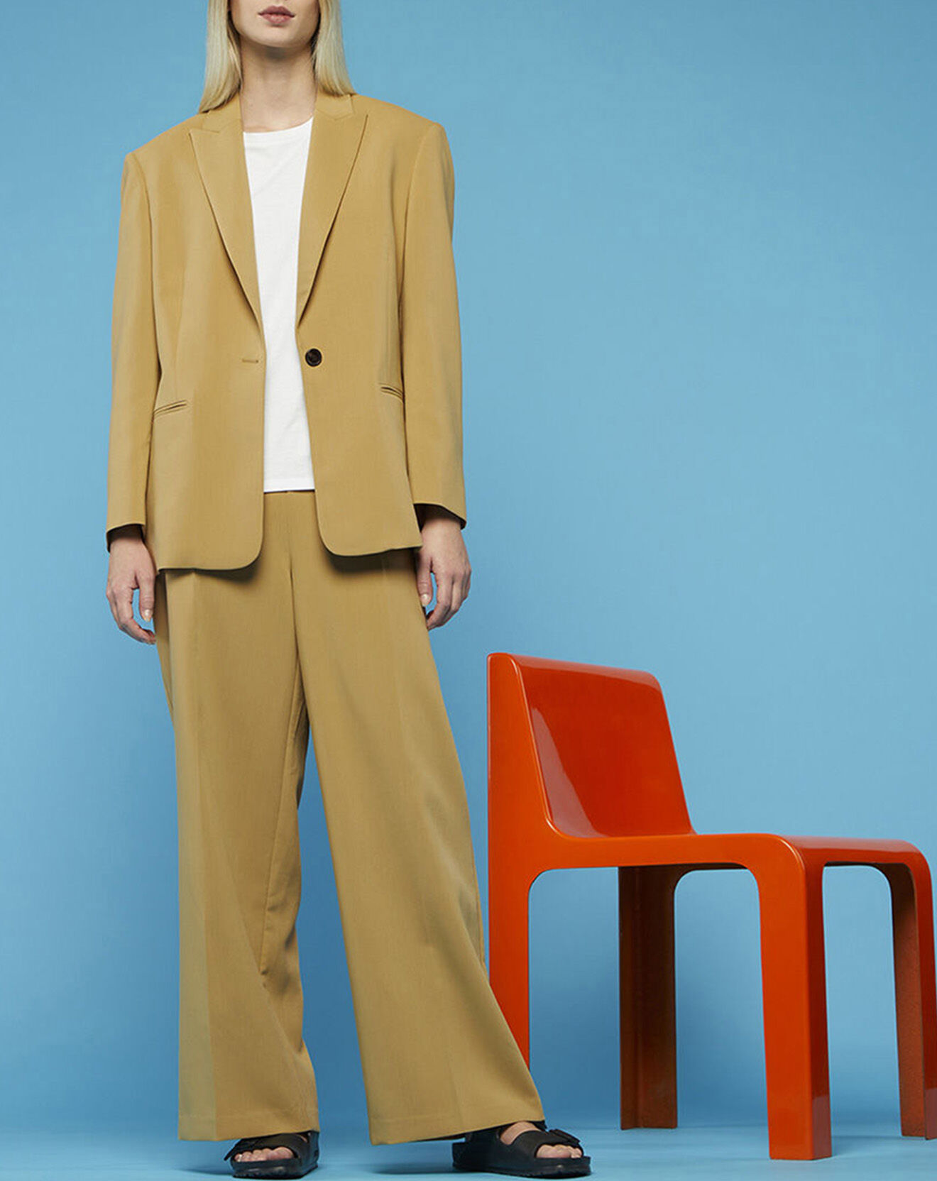 Galeries Lafayette Pantalon large Pierrot Pol kaki clair