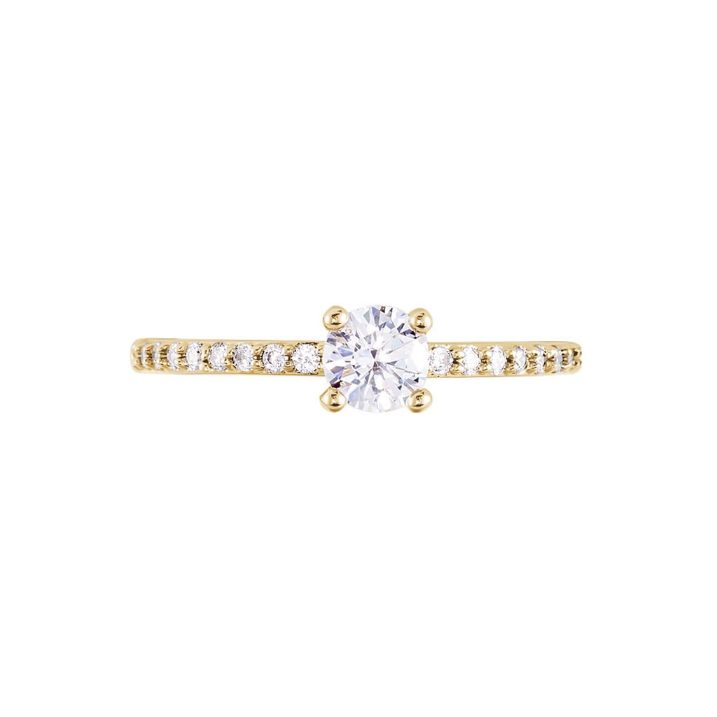 Bague Solitaire Mireilla Plaqué Or Jaune Oxyde De Zirconium