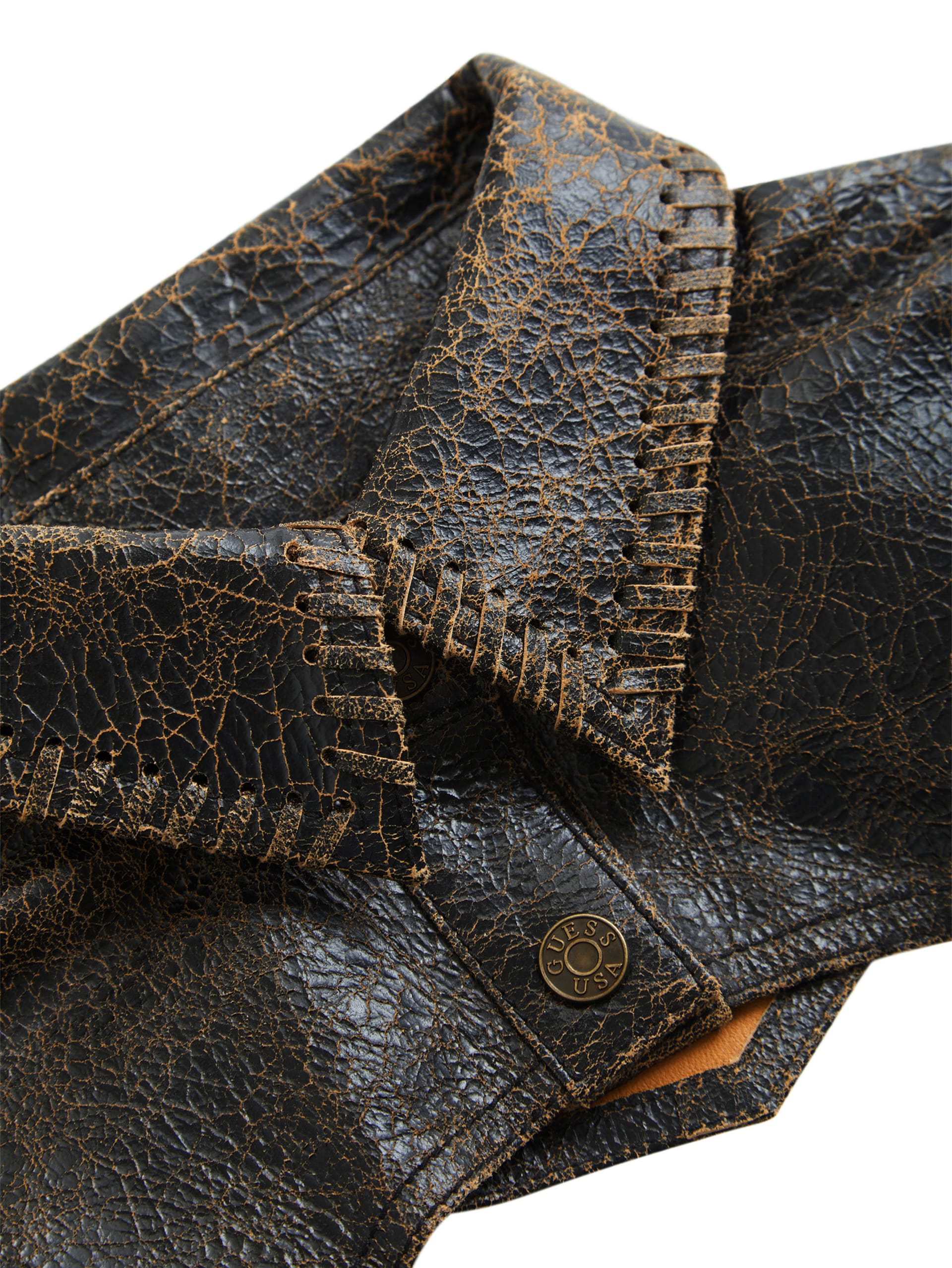 top cropped de couro craquelado