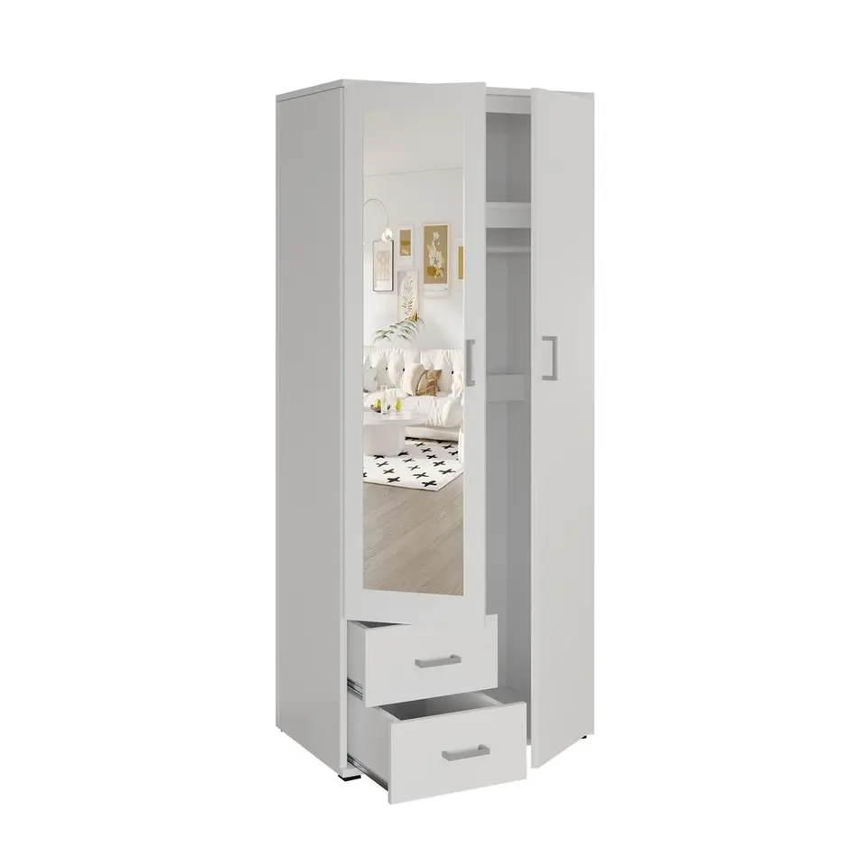 Interiax Kledingkast 'Lena' - Wit - 2 Deurs - 185x80x52cm