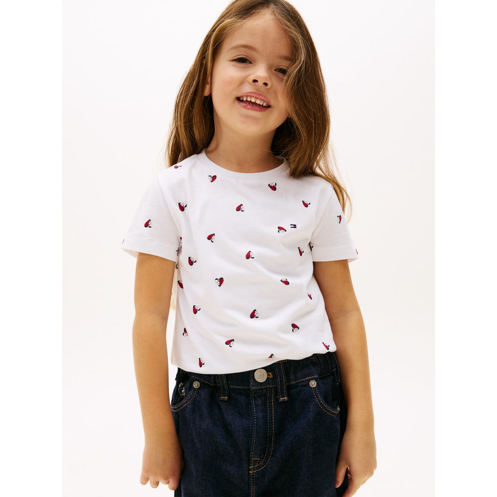 Køb Tommy Hilfiger White Lg Aop Heart Tee Ss