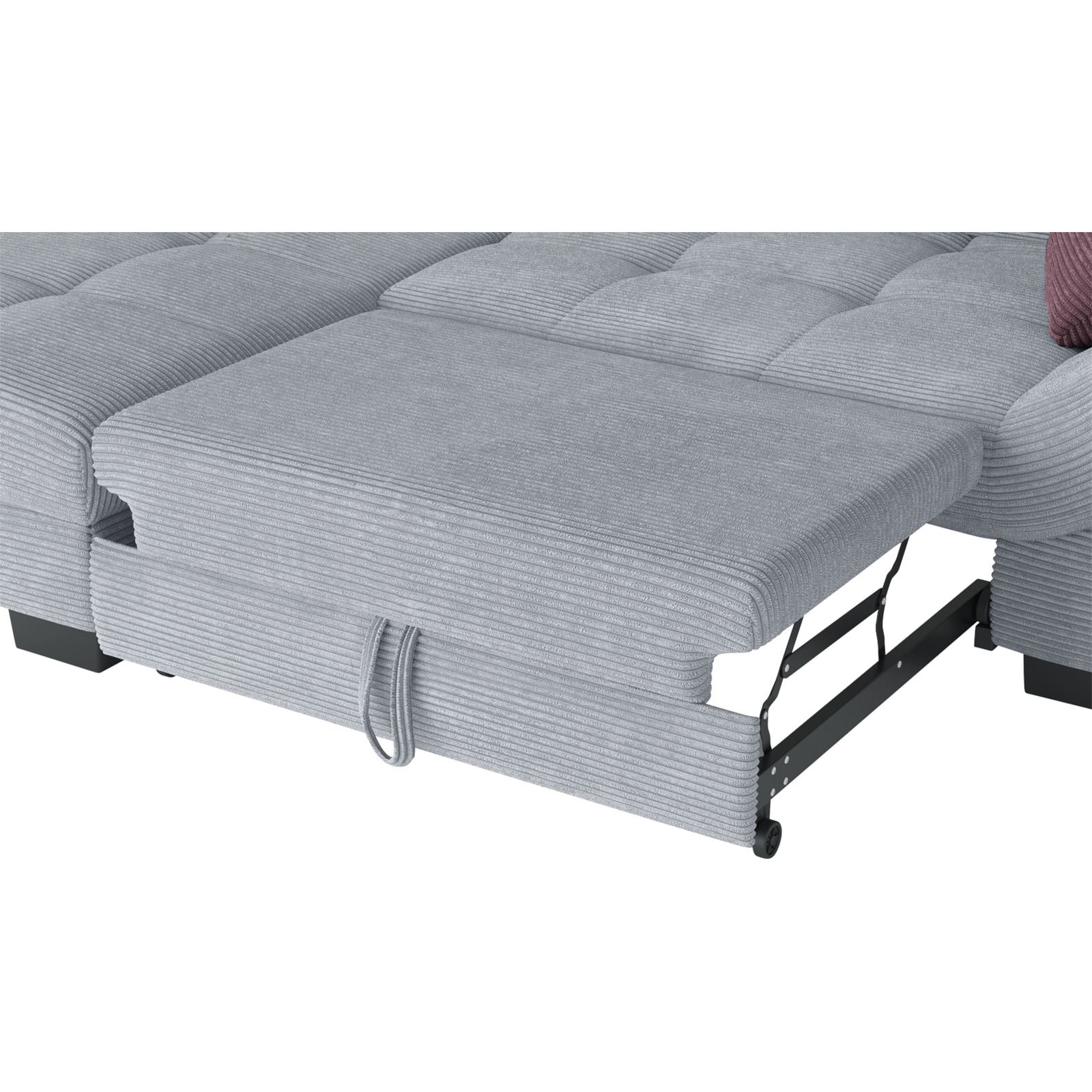 Ecksofa Desiree, Cordstoff grau, Recamière links