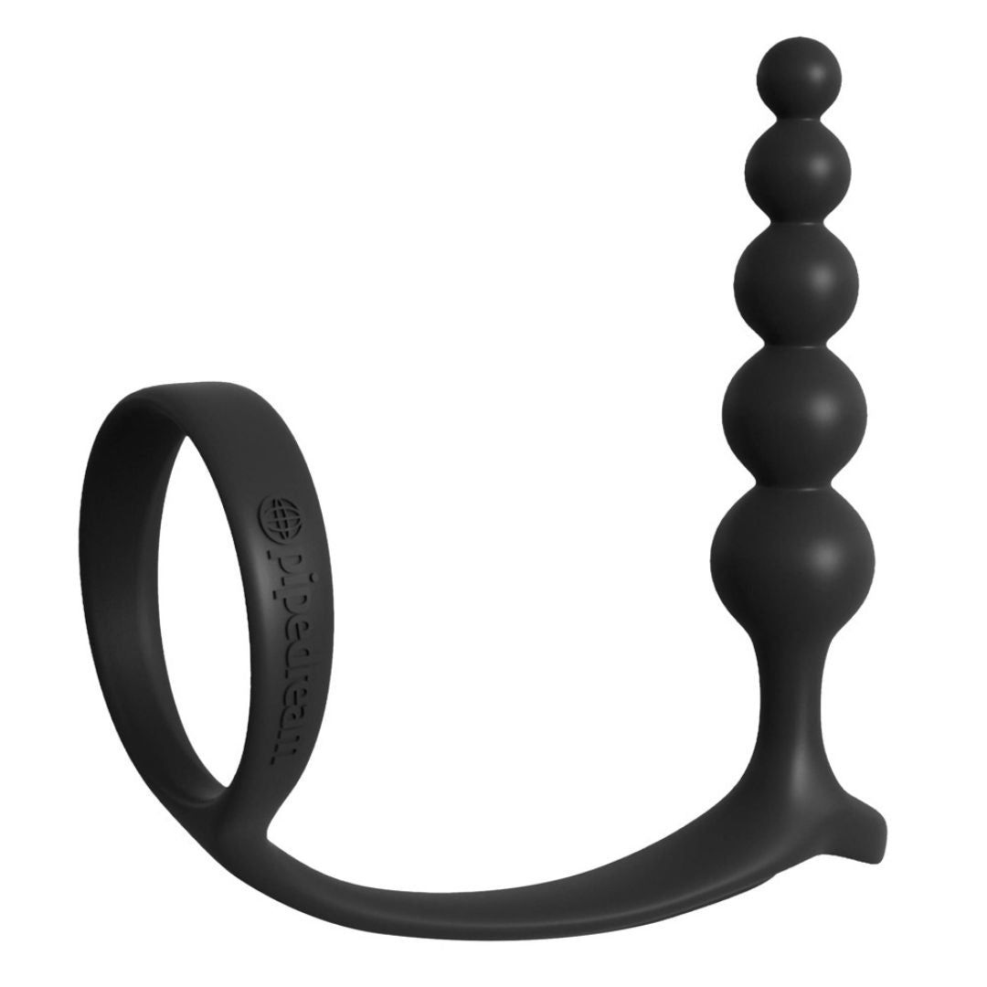 Penisring mit Kugel-Analplug  | Unterstützt Erektion, aus Silikon | Fetish Fantasy Series