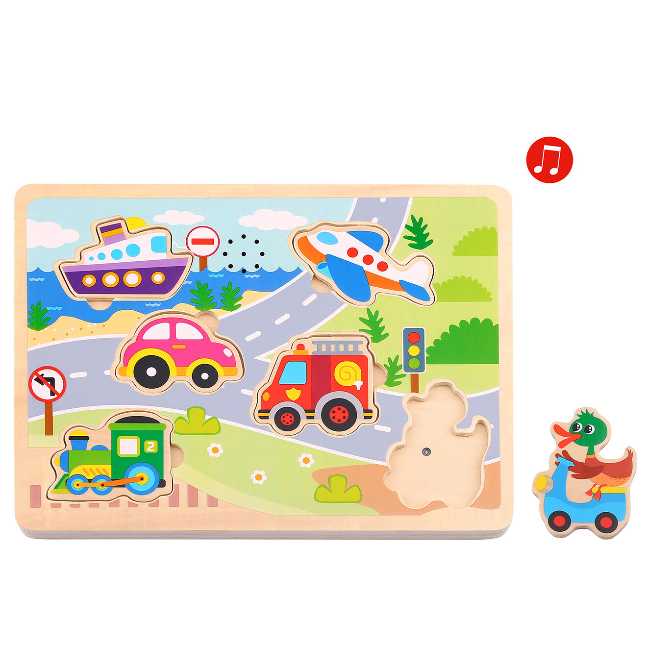Tooky Toy Puzzle musical Les Transports 6 pièces - 18 mois et +